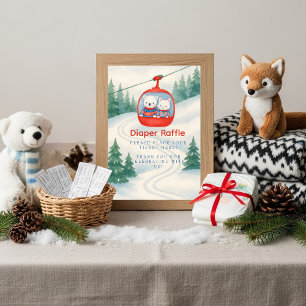 Invitación Mesa de rifa de pañales Après Bébé ski baby Woodla