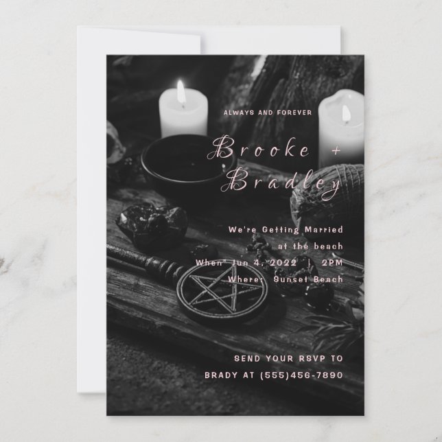 Invitación Mesa de Ritual Mística con Velas Boda (Anverso)