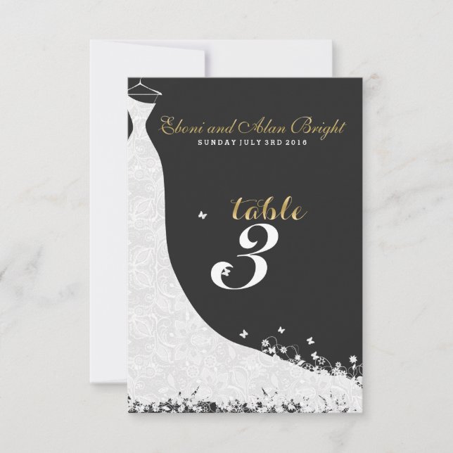 Invitación Mesa de vestido de novia de encaje blanco 3 (Anverso)