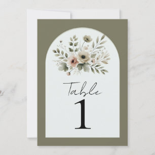 Invitación Mesa floral de acuarela verde oliva caqui