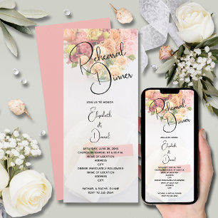Invitación Mesa Floral Rosa Fijación De La Cena