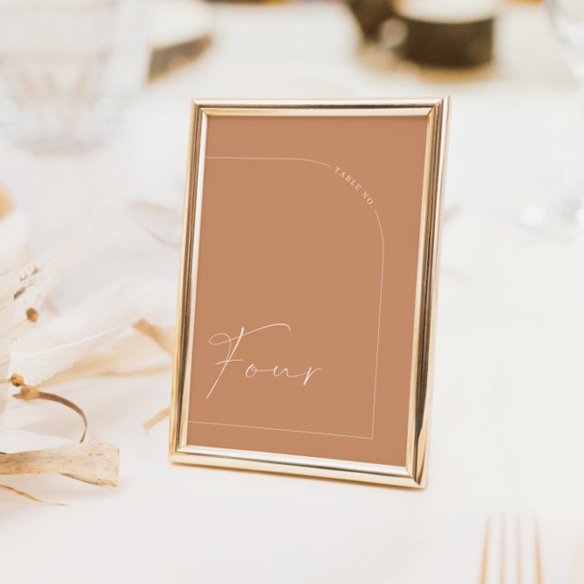 Invitación Mesa Moderna del Arco de Arroz Cuatro Número de Ta (Modern Rust Arch Table Four Table Number)