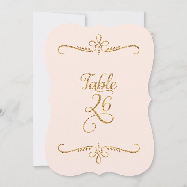 Invitación Mesa número 26, Letra de escritura elegante Recepc (Reverso)