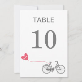 Invitación Mesa número bicicleta romántica con iniciales