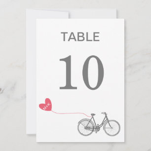 Invitación Mesa número bicicleta romántica con iniciales