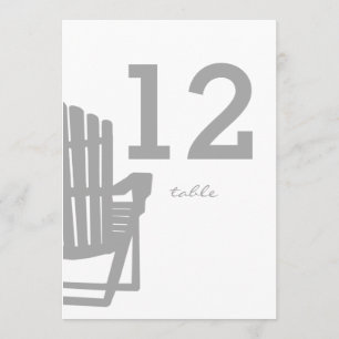 Invitación Mesa número silla Adirondack gris