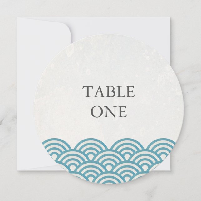 Invitación Mesa redonda de olas estilizadas japonesas Seigha (Anverso)
