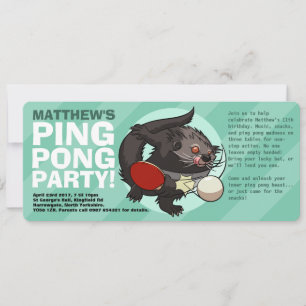 Invitación Mesa Tenis Bearcat Ping Pong Binturong Personaliza