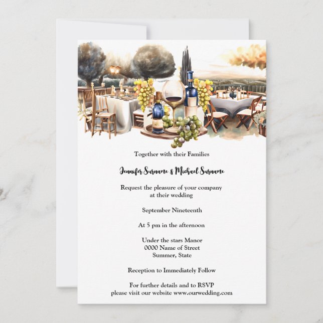 Invitación Mesas de invierno al aire libre otoño viñedo (Anverso)