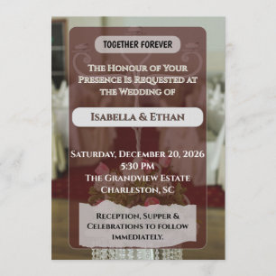 Invitación Mesas de Recepción de Rosas Blancas Elegantes Boda