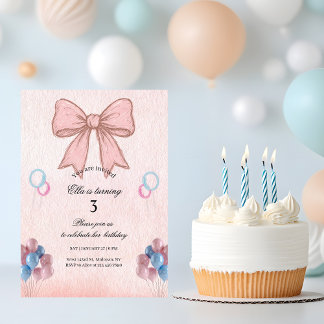Invitación Messy Coquette Pink Bow Girl Birthday