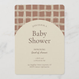 Invitación Messy Plaid Geometric Gender Neutral Brown Beige