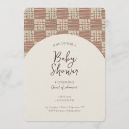 Invitación Messy Plaid Geometric Gender Neutral Brown Beige