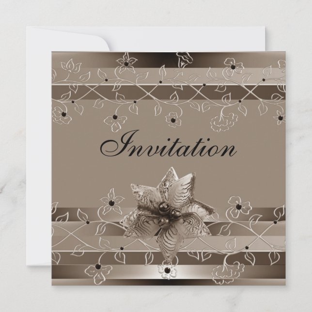Invitación Metalic Ripple Biege Oro Deco (Anverso)