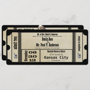 Invitación metálica a Boda de la Playbill funky