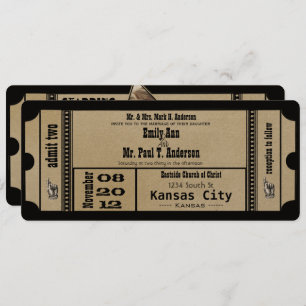 Invitación metálica a Boda de la Playbill funky