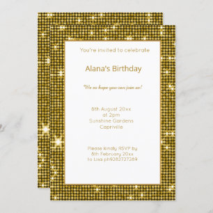 INVITACIÓN METÁLICA DE CUMPLEAÑOS DE ORO BLANCO Di