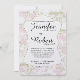 Invitación metálica de la boda de la flor del oro