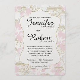 Invitación metálica de la boda de la flor del oro