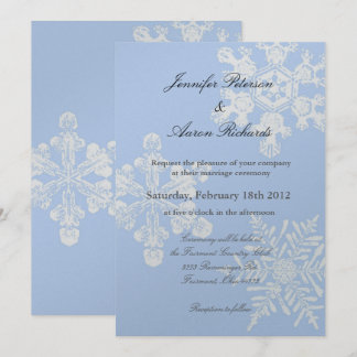 Invitación metálica de la boda del copo de nieve