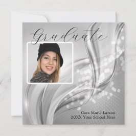 Invitación metálica de lujo para graduación fotogr