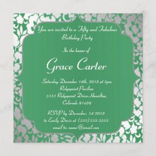 Invitación metálica del feliz cumpleaños del verde