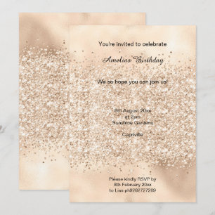 INVITACIÓN METÁLICA DEL FIESTA LUXE GOLD SPARKLE
