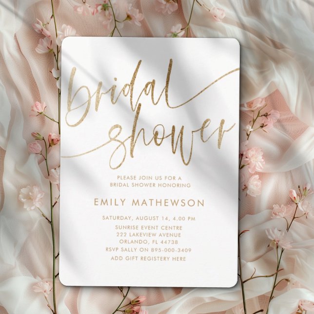Invitación Metálica Faux Gold Typography Shower (Subido por el creador)