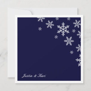 Invitación Metálico azul de la marina de copas de nieve de 31