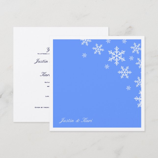 Invitación Metálico azul de luz dulce de copo de nieve de 311 (Anverso / Reverso)