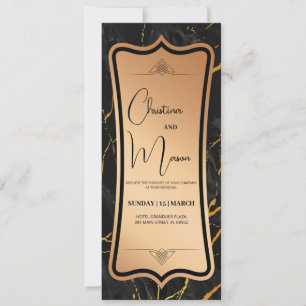 Invitación Metálico de lujo   Mármol de oro negro