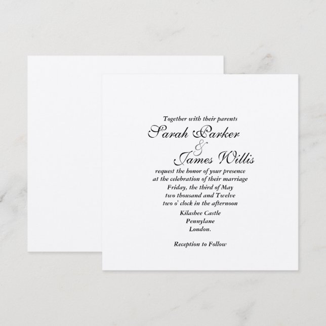 Invitación Metálico de plata - añada su propia cinta invita (Anverso / Reverso)