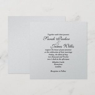 Invitación Metálico de plata - añada su propia cinta invita