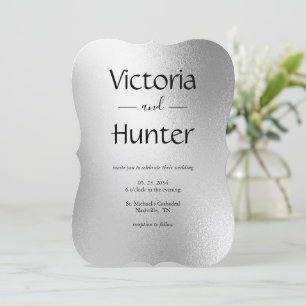 Invitación Metálico Plateado Moderno y Elegante Boda