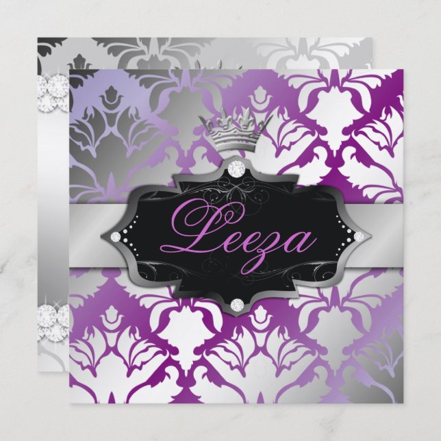 Invitación Metálico Princesa Barroca 311 (Anverso / Reverso)