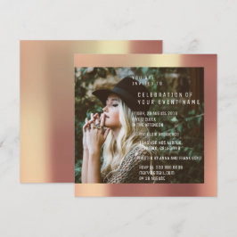 Invitación Metálico subió cobre nupcial de la fiesta de