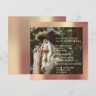 Invitación Metálico subió cobre nupcial de la fiesta de