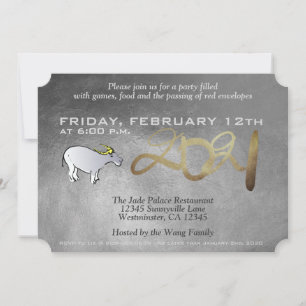 Invitación metalizado del año ox chino 2021