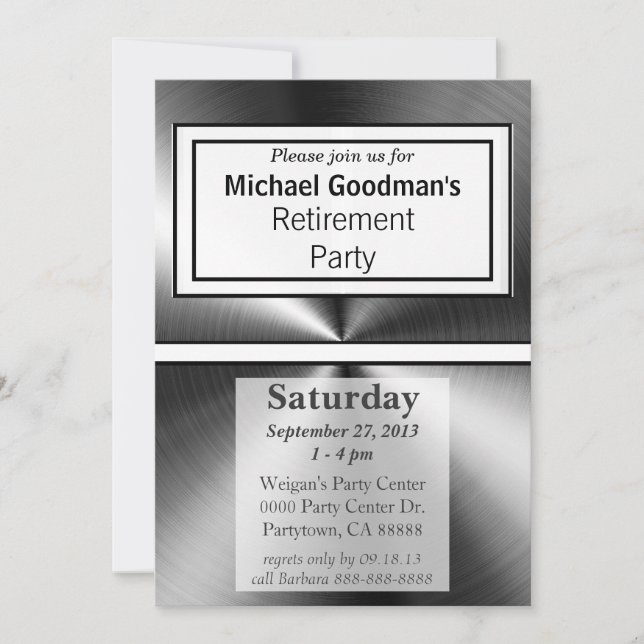 Invitación Metalizado metálico brillante (Anverso)