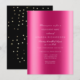 Invitación Metalizado Sepia Negro Confeti Fuchsia Nupcial