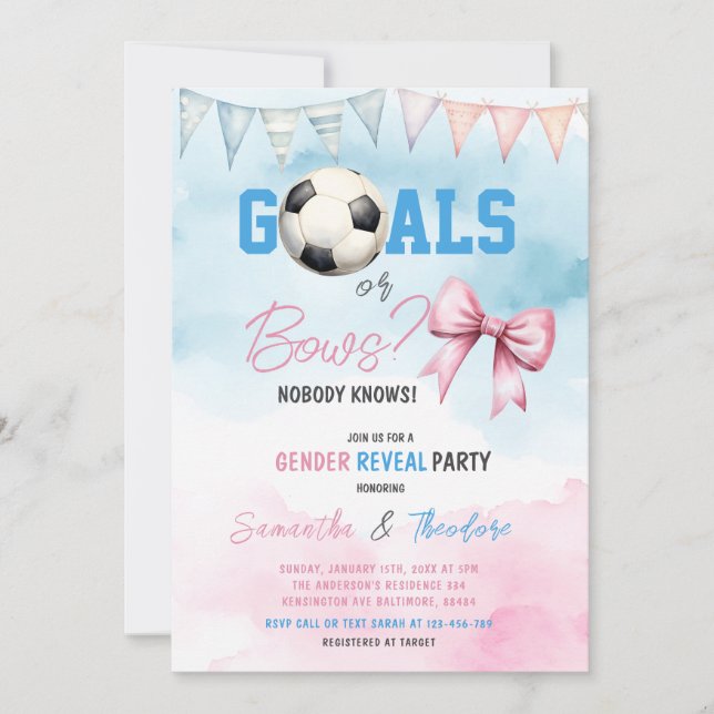 Invitación Metas de color de agua o muestra sexo de niño o Ch (Anverso)