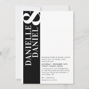 Invitación MÉTODO AMPERSAND MODERNO simple blanco y negro