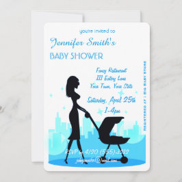 Invitación Metro City Boy Baby Shower Blue
