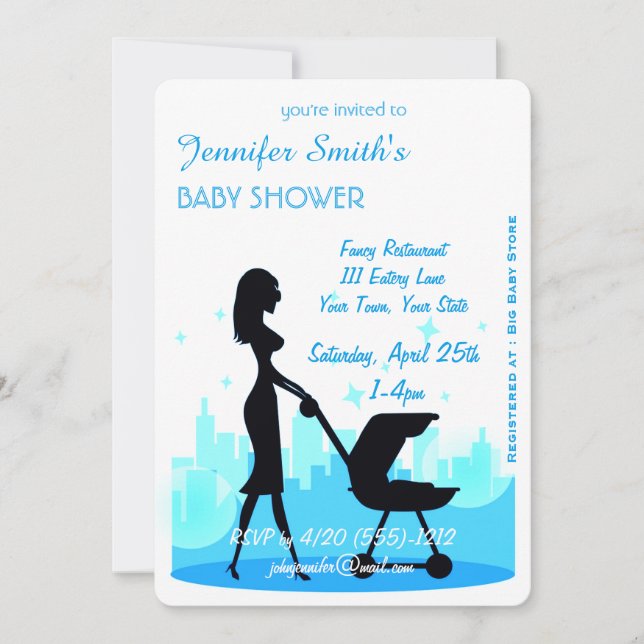 Invitación Metro City Boy Baby Shower Blue (Anverso)