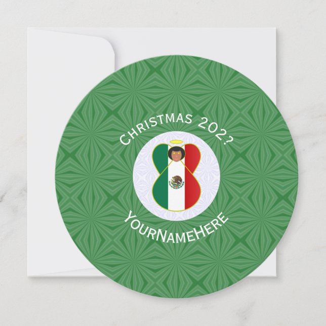 Invitación Mexican Angel Christmas Flag Personalized  (Anverso)