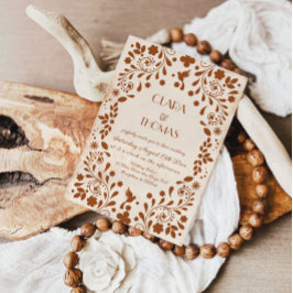 Invitación Mexican Fiesta Beige Terracotta Wedding Invitation