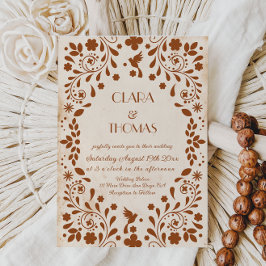 Invitación Mexican Fiesta Beige Terracotta Wedding Invitation
