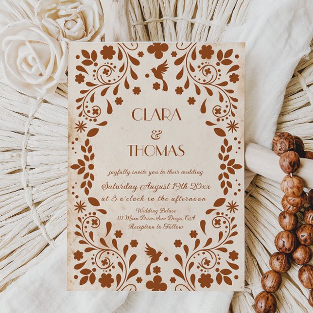 Invitación Mexican Fiesta Beige Terracotta Wedding Invitation (Subido por el creador)