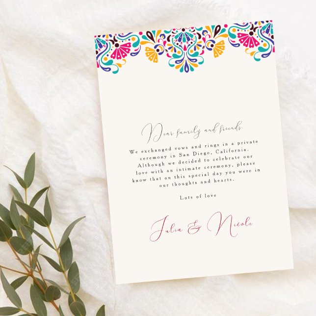 Invitación Mexican Fiesta Style Rainbow Wedding Announcement (Subido por el creador)