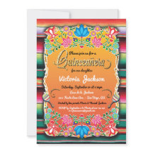 Mexican Gold Fiesta Quinceañera Inviations